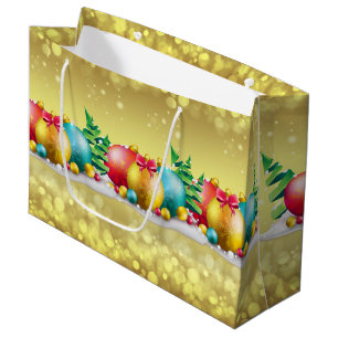 Gold And Ornamental Gift Bag - Large, Glossy
