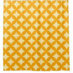 Gold and Pale Yellow Geocircles Pattern Design Shower Curtain