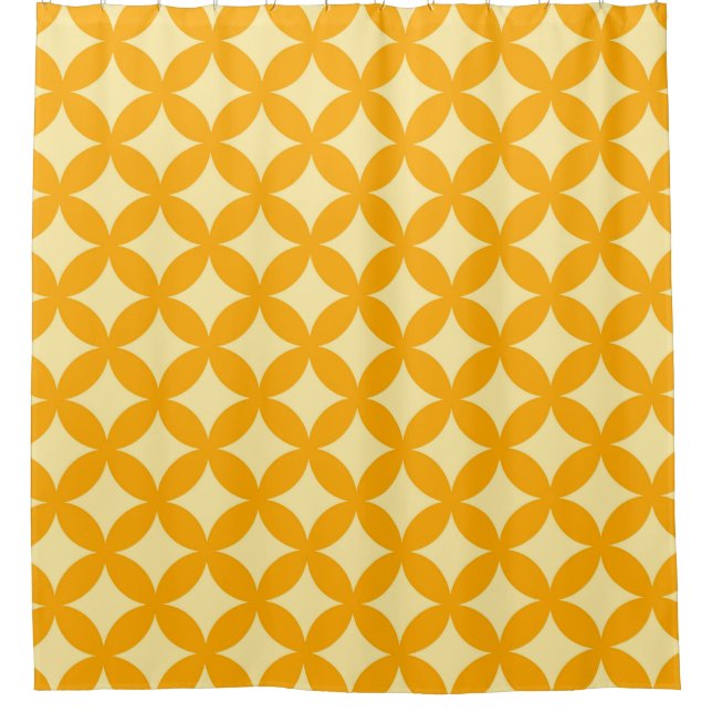 Gold and Pale Yellow Geocircles Pattern Design Shower Curtain (Front)