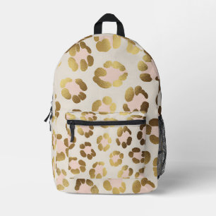 Gold and Pastel Pink Leopard Print Chic Animal Printed Backpack
