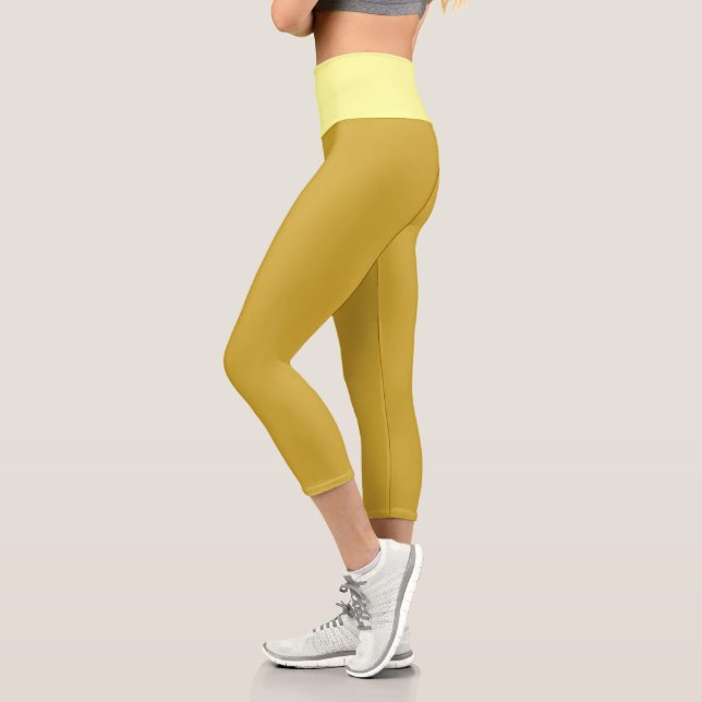 Gold and Pastel Yellow Capri Leggings (Left)