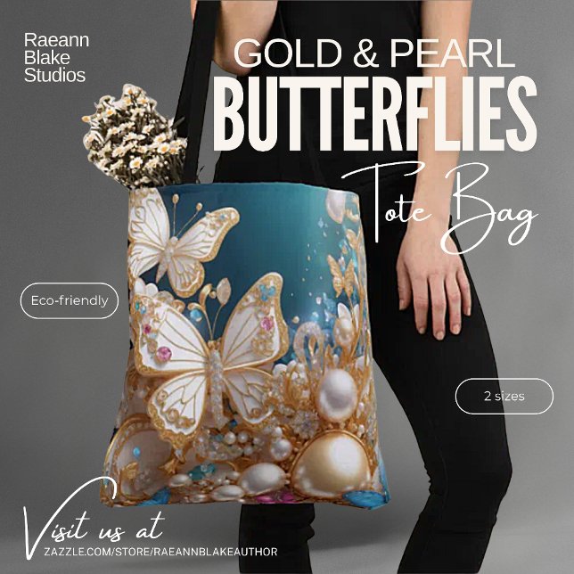 Gold and Pearl Butterflies Tote Bag (Creator Uploaded)