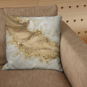 Gold and Pearl - Splatter and flow Cushion