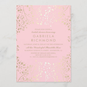 Gold and Pink Baby's Breath Bridal Shower Invitation
