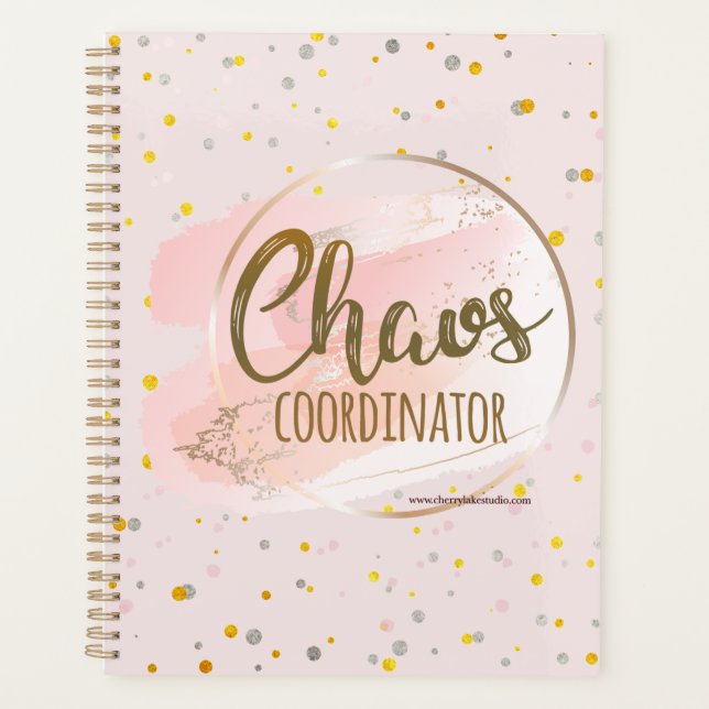 Gold and Pink Chaos Coordinator Planner (Front)