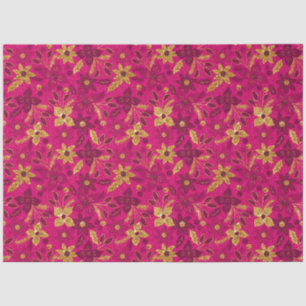 Gold and Pink Christmas Poinsettia Flowers Tissue Paper