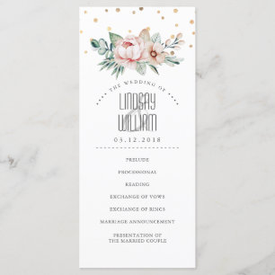 Gold and Pink Elegant Modern Wedding Programs Programme