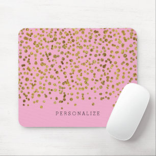 Gold and Pink Glam Confetti Mouse Pad