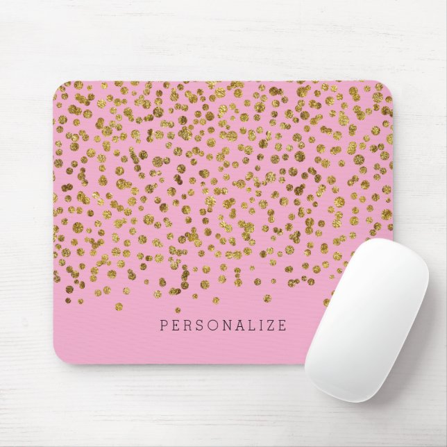 Gold and Pink Glam Confetti Mouse Pad (With Mouse)