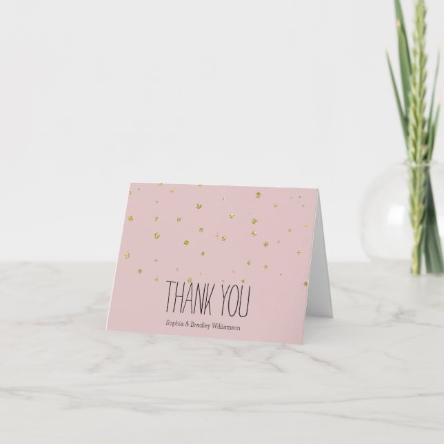 Gold and Pink Glitter Confetti Dots Thank you (Front)