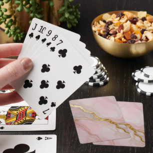 Gold and pink marble texture playing cards