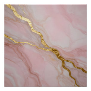 Gold and pink marble texture poster