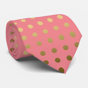 Gold And Pink Polka-Dot Seamless Pattern Tie
