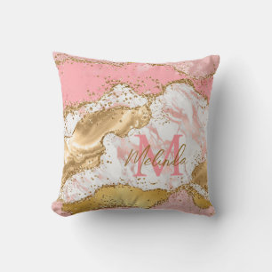 Gold and Pink Sequins Agate Cushion