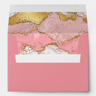 Gold and Pink Sequins Agate Envelope