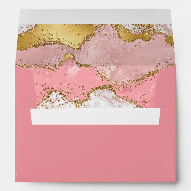 Gold and Pink Sequins Agate Envelope (Back (Bottom))