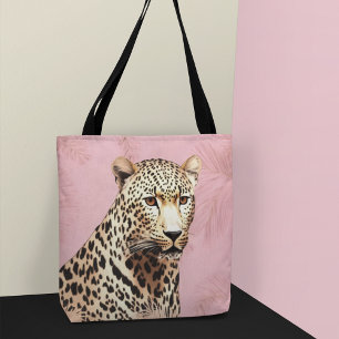 Gold and Pink Wild Leopard  Tote Bag
