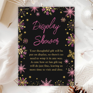 Gold and Pink Winter Snowflakes Display Shower Enclosure Card