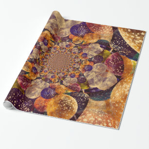 Gold And Purple Balloons Textured Kaleidoscope Wrapping Paper