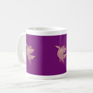 Gold and purple bird christmas tree coffee mug