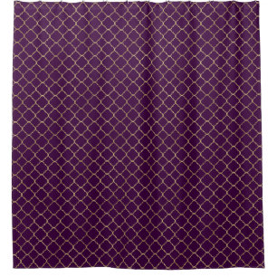 Gold and Purple Chic Quatrefoil Shower Curtain