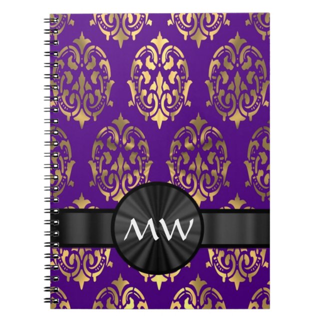 Gold and purple damask notebook (Front)