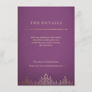 Gold and purple deco vintage wedding detail card