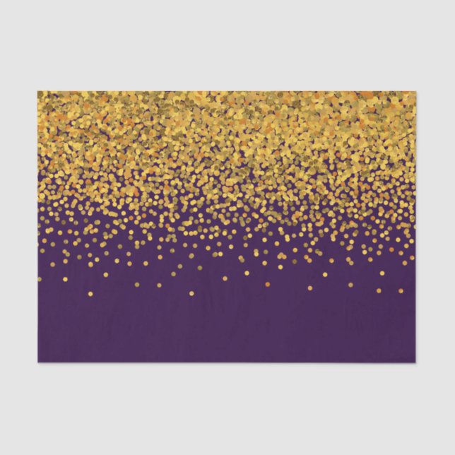 Gold and Purple Glam Confetti Dots Tissue Paper (Front)