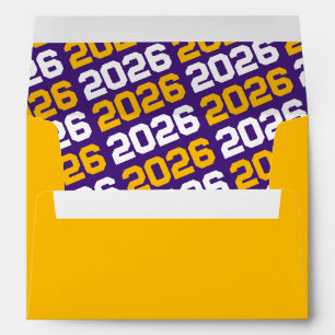 Gold and Purple Graduation Envelopes