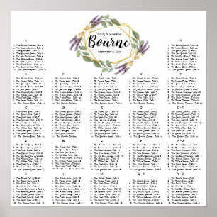 Gold and Purple Lavender Wedding Seating Chart
