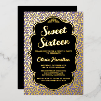 Gold and Purple Leopard Print Sweet 16