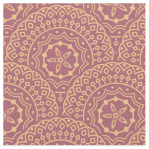 Gold and purple mandala waves pattern fabric