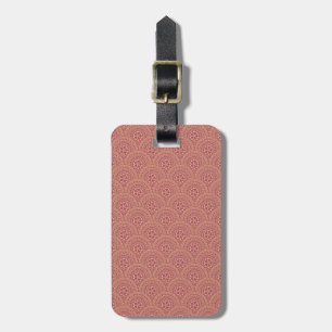 Gold and purple mandala waves pattern luggage tag