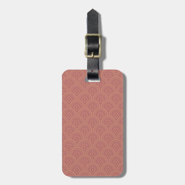 Gold and purple mandala waves pattern luggage tag (Front Vertical)