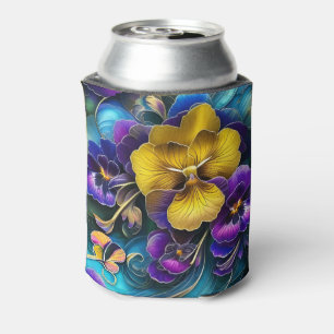 Gold and Purple Pansy Patch Can Cooler