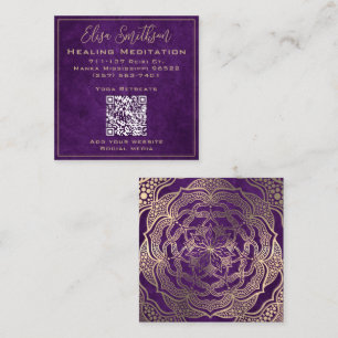   Gold And Purple Reiki Healing Meditation Mandala Square Business Card