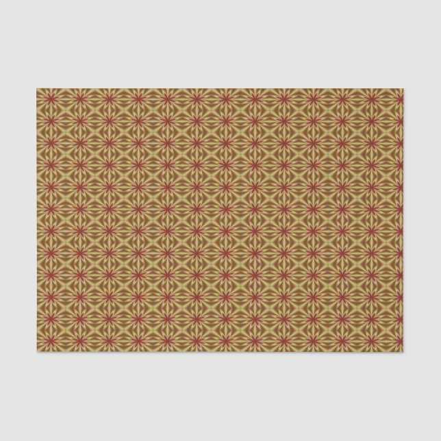 Gold And Red Abstract Floral Pattern Tissue Paper (Front)
