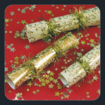 Gold and red christmas decoration stickers<br><div class="desc">Glittery gold and red Christmas poppers decoration print stickers</div>