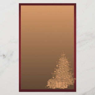 Gold and Red Christmas Tree Stationery