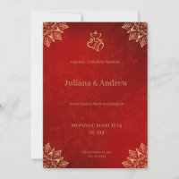 Gold and Red Classic Traditional Floral Patterned