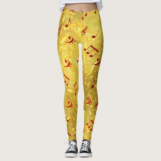 gold and red coloured leggings elegant notes (Front)