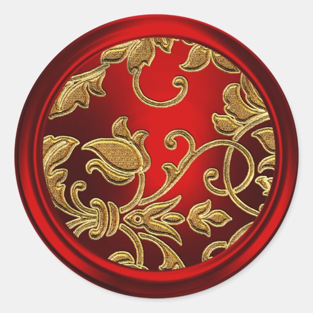 Gold and Red Damask Envelope Seal (Front)