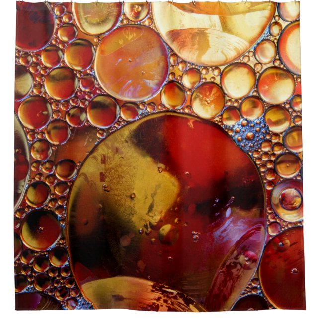 Gold and red dots shower curtain (Front)
