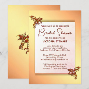 Gold and Red Dragon Bridal Shower Invitation