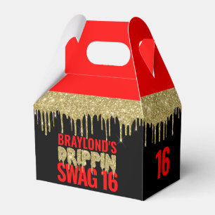 Gold and Red Drippin Swag 16 Birthday Favour Box