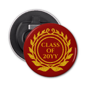 Gold and Red Emblem Personalised Year Graduation Bottle Opener