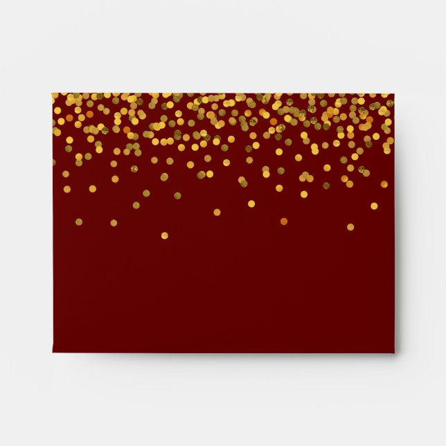 Gold and Red Glam Confetti Dots Envelopes (Front)