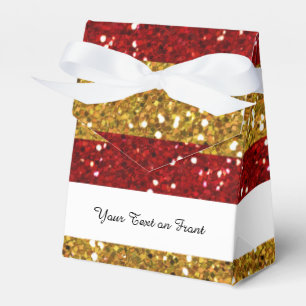 Gold and Red Glitter Stripes Printed Favour Box