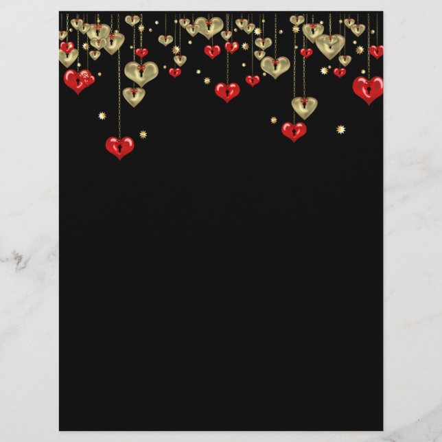 Gold and red hearts on black background flyer (Front)