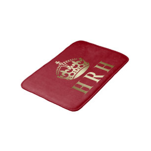 Gold And Red HRH Royal Crown Bath Mat